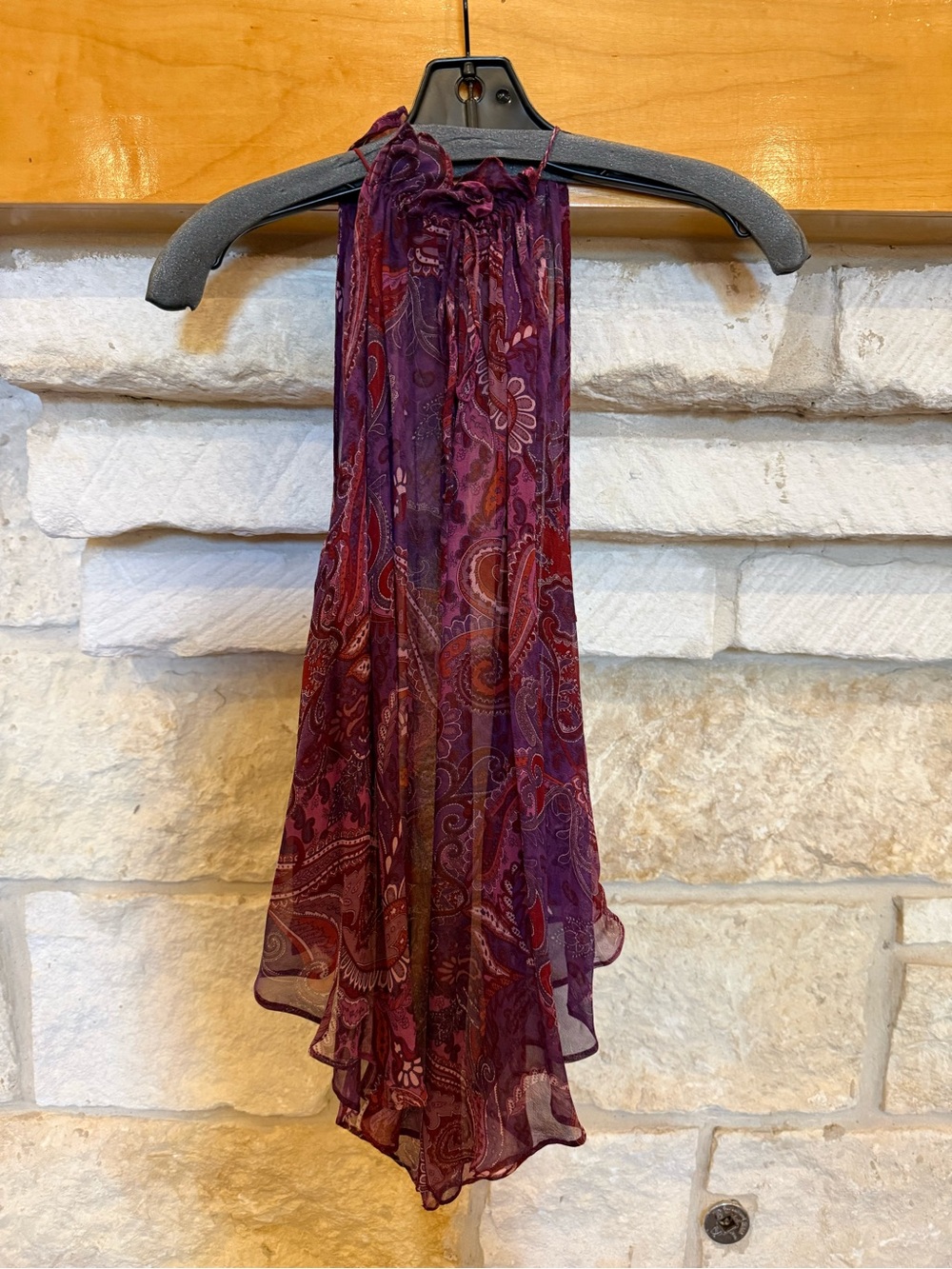 INTERMIX Sheer Paisley Asymmetrical Top, Size: Small